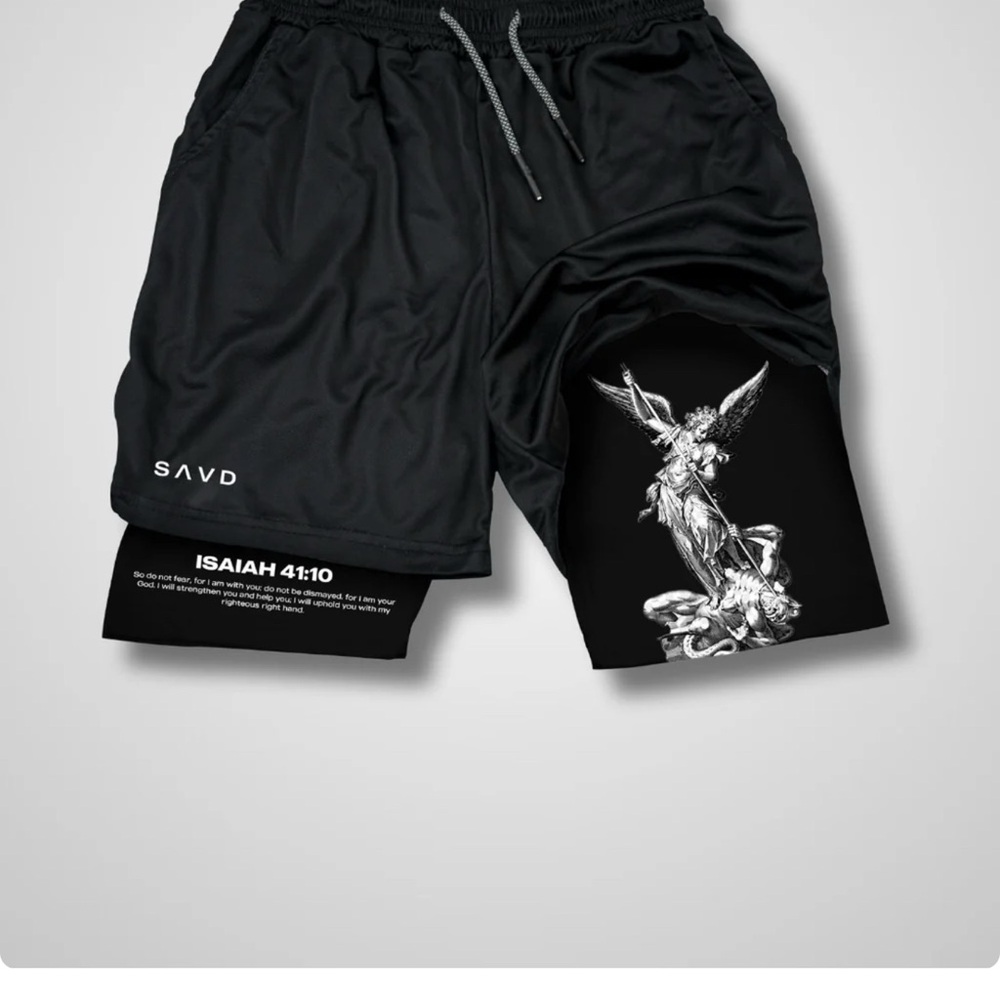Black Graphic Athletic Shorts- SAVD brand new with tags
